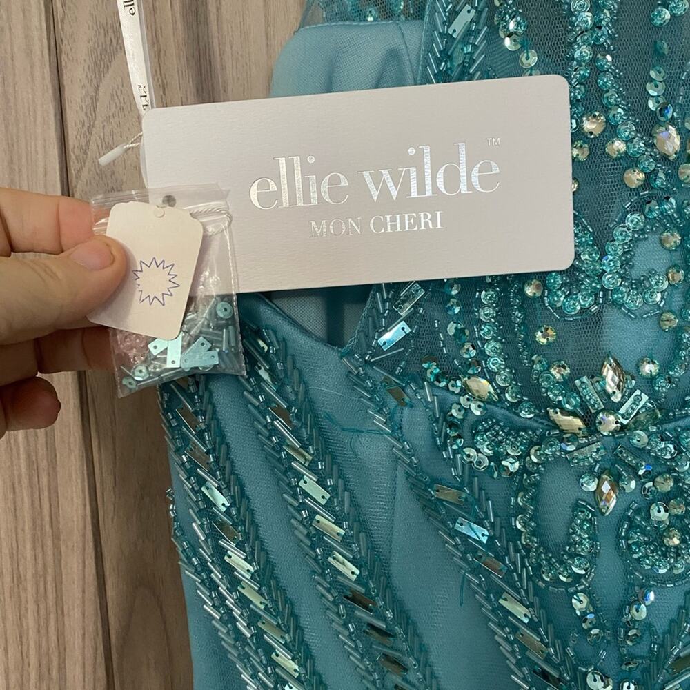 NWT Ellie Wilde by Mon Cherie style EW117099 turquoise 8 - Picture 9 of 13